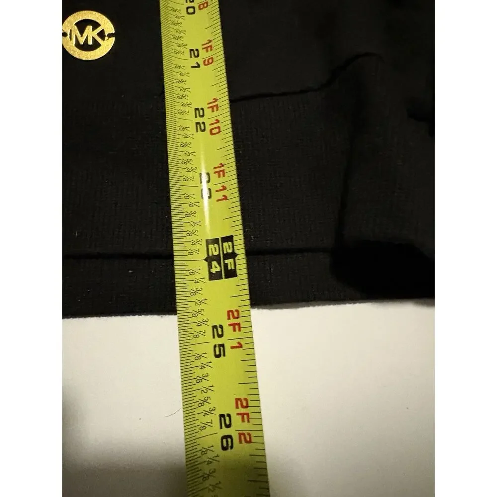 Michael Kors Women’s Black Pullover Hoodie Gold Logo Drawstring Size XL
